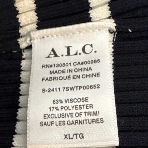NWT A.L.C. Anya Size XL Ribbed Stripe Boat-Neck Sweater Blouse Top Blue White - Picture 8 of 12